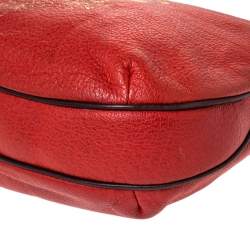 Pre Owned Carolina Herrera Orange/Brown logo Leather Braided Handle Hobo