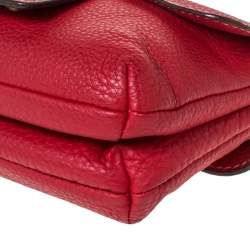 Pre Owned Carolina Herrera Red Leather Double Flap Chain Bag