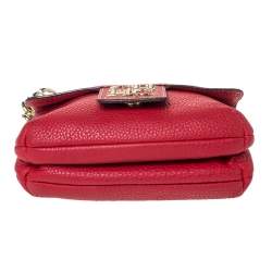 Pre Owned Carolina Herrera Red Leather Double Flap Chain Bag