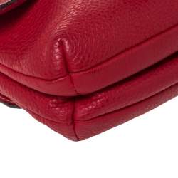 Pre Owned Carolina Herrera Red Leather Double Flap Chain Bag