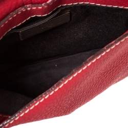 Pre Owned Carolina Herrera Red Leather Double Flap Chain Bag