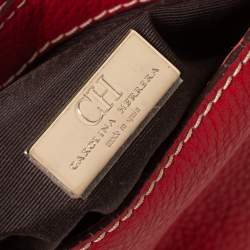 Pre Owned Carolina Herrera Red Leather Double Flap Chain Bag