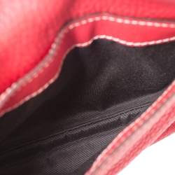 Pre Owned Carolina Herrera Red Leather Double Flap Chain Bag