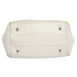 Pre Owned  Carolina Herrera White Monogram Embossed Leather Tote