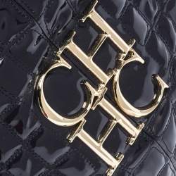 Pre Owned Carolina Herrera Puple Croc Embossed Patent Leather Tote