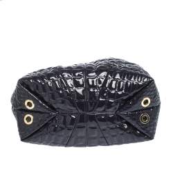 Pre Owned Carolina Herrera Puple Croc Embossed Patent Leather Tote