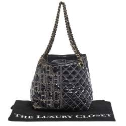 Pre Owned Carolina Herrera Eggplant Monogram Patent Leather Chain Tote