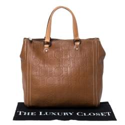 Pre Owned Carolina Herrera Brown Embossed Leather Andy Tote