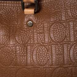 Pre Owned Carolina Herrera Brown Embossed Leather Andy Tote