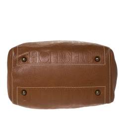 Pre Owned Carolina Herrera Brown Embossed Leather Andy Tote