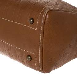 Pre Owned Carolina Herrera Brown Embossed Leather Andy Tote