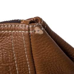 Pre Owned Carolina Herrera Brown Embossed Leather Andy Tote