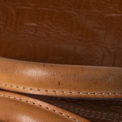 Pre Owned Carolina Herrera Brown Embossed Leather Andy Tote