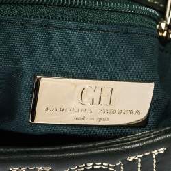 Pre Owned Carolina Herrera Dark Green Monogram Leather Jerry Clutch