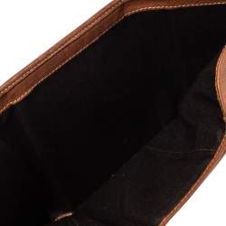 Carolina Herrera Brown Embossed Leather Trifold Compact Wallet