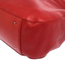 Pre Owned Carolina Herrera Red Leather CH Charm Hobo
