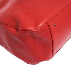 Pre Owned Carolina Herrera Red Leather CH Charm Hobo