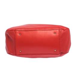 Pre Owned Carolina Herrera Red Leather CH Charm Hobo