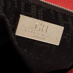 Pre Owned Carolina Herrera Red Leather CH Charm Hobo