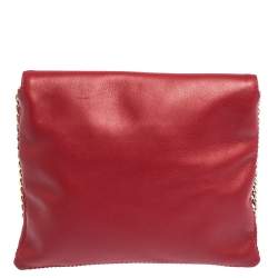 Pre Owned Carolina Herrera Red Leather Envelope Flap Shoulder Bag