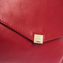 Pre Owned Carolina Herrera Red Leather Envelope Flap Shoulder Bag