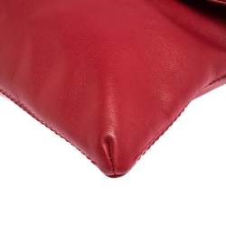 Pre Owned Carolina Herrera Red Leather Envelope Flap Shoulder Bag