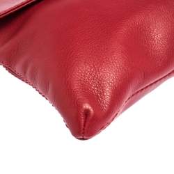 Pre Owned Carolina Herrera Red Leather Envelope Flap Shoulder Bag