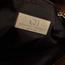 Pre Owned Carolina Herrera Brown Monogram Leather Audrey Shoulder Bag