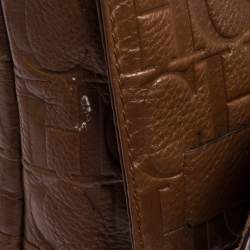 Pre Owned Carolina Herrera Brown Monogram Leather Audrey Shoulder Bag