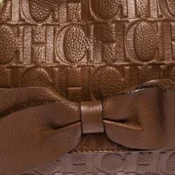 Pre Owned Carolina Herrera Brown Monogram Leather Audrey Shoulder Bag