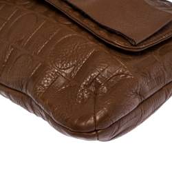 Pre Owned Carolina Herrera Brown Monogram Leather Audrey Shoulder Bag