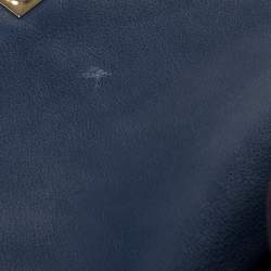 Pre Owned Carolina Herrera Blue Leather Flap Shoulder Bag