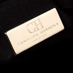 Pre Owned Carolina Herrera Black/Gold Monogram Patent Leather Chain Shoulder Bag