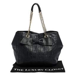 Pre Owned حقيبة كارولينا هيريرا أودري جلد أسود مونوغرامي