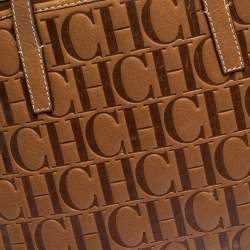 Pre Owned Carolina Herrera Brown Embossed Leather Tote