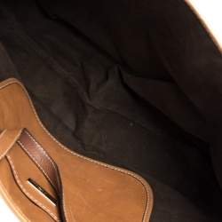 Pre Owned Carolina Herrera Brown Embossed Leather Tote