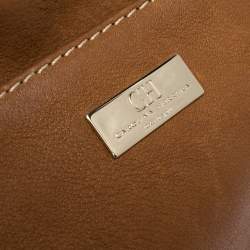Pre Owned Carolina Herrera Brown Embossed Leather Tote