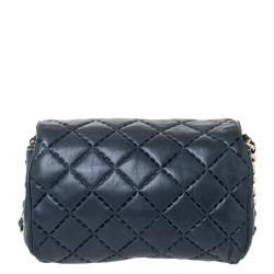 Pre Owned Carolina Herrera Blue Leather Shoulder Bag