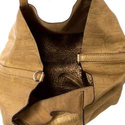 Pre Owned Carolina Herrera Gold Monogram Leather Matryoshka Tote