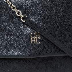 Pre Owned حقيبة كارولينا هيريرا مينوتو جلد أسود