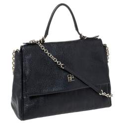 Pre Owned حقيبة كارولينا هيريرا مينوتو جلد أسود