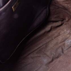 Pre Owned Carolina Herrera Burgundy Monogram Leather Shopper Tote