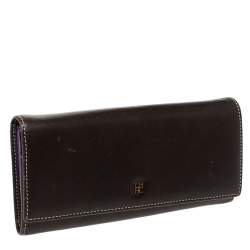 Carolina Herrera Dark Brown Flap Continental Wallet