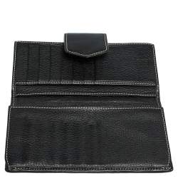 Pre Owned Carolina Herrera Black Monogram Embossed Patent Leather Flap Continental Wallet