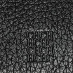 Pre Owned Carolina Herrera Black Monogram Embossed Patent Leather Flap Continental Wallet