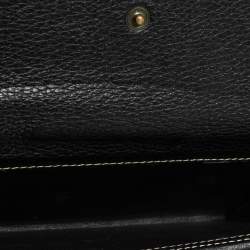 Pre Owned Carolina Herrera Black Monogram Embossed Patent Leather Flap Continental Wallet