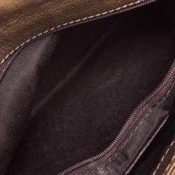 Pre Owned Carolina Herrera Gold Monogram Leather Audrey Shoulder Bag