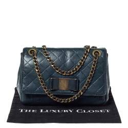 Pre Owned Carolina Herrera Deep Green Monogram Leather Flap Shoulder Bag