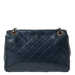 Pre Owned Carolina Herrera Deep Green Monogram Leather Flap Shoulder Bag