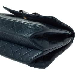 Pre Owned Carolina Herrera Deep Green Monogram Leather Flap Shoulder Bag